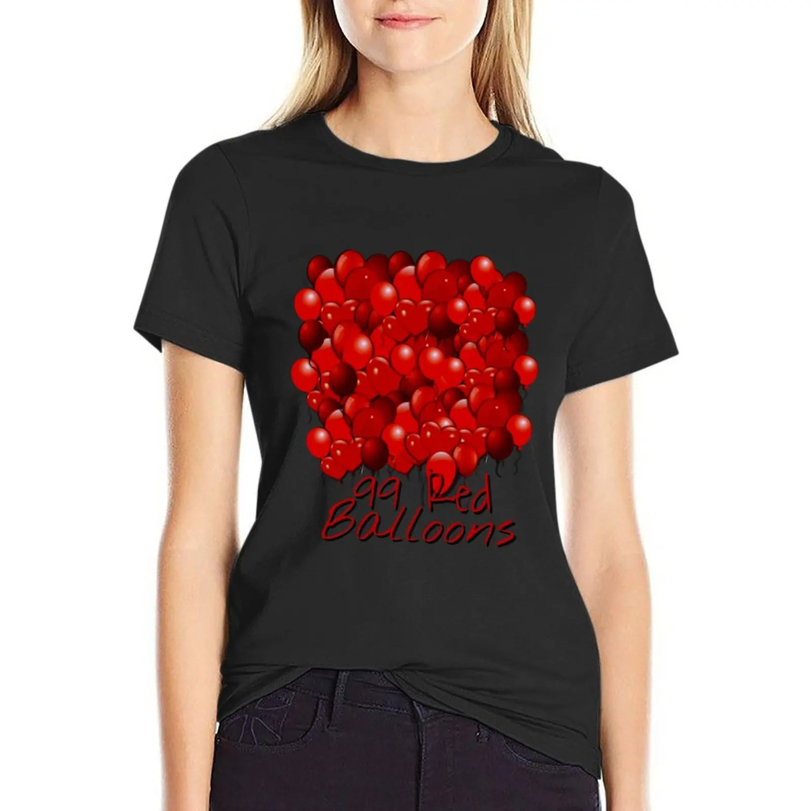 99 Red Balloons Art T-Shirt kawaii clothes funny Aesthetic clothing t shirt for Women