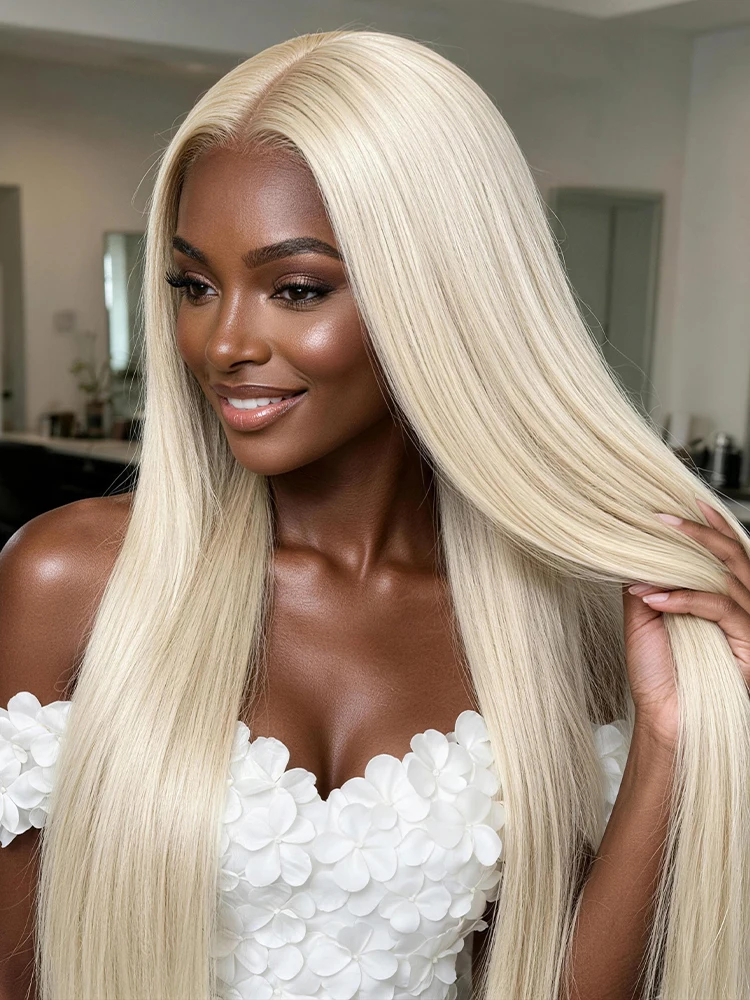 Bone Straight 13x6 HD Transparent Lace Front 613 Honey Blonde Wigs Brazilian Human Hair 250% Density Pre-plucked Ships from FR Warehouse For Black Women