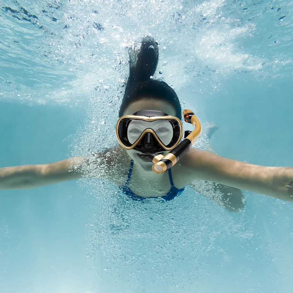

Leakproof Snorkel Set Anti-fog Swimming Snorkeling Goggles Glasses with Dry Snorkel Tube for Snorkeling Swimming Scuba Diving