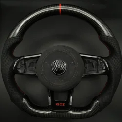 Volante de fibra de carbono personalizado, accesorio para VW Golf MK7 R GTI GTD GTE Polo GTI Scirocco 2015 2016 t-roc Tiguan