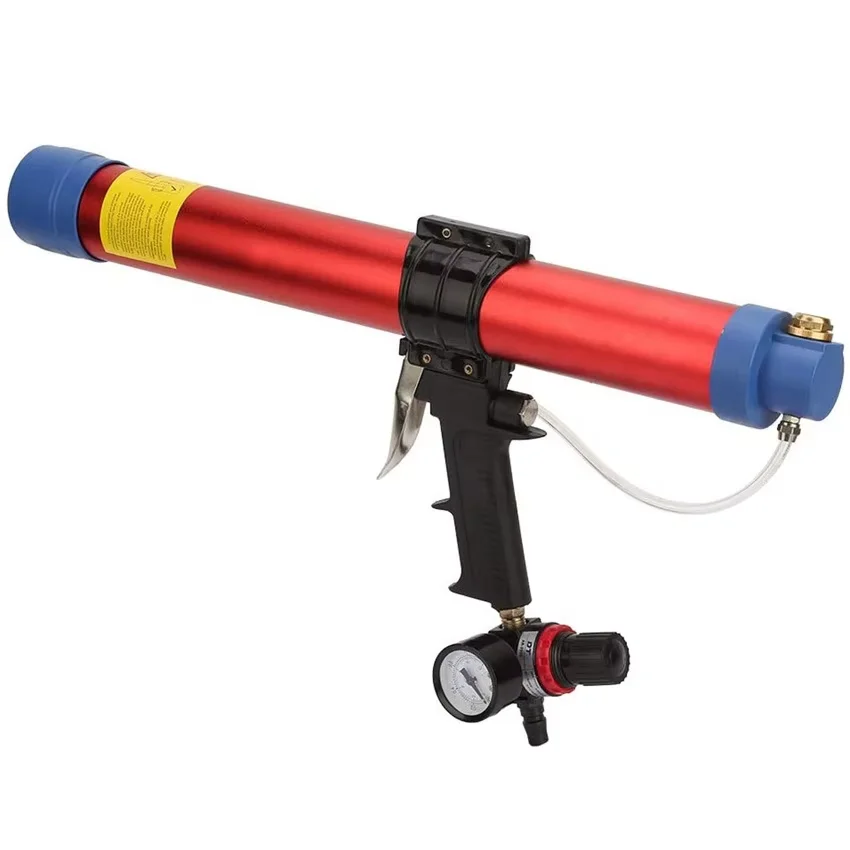 SUBAO 600ml pistola de pegamento de vidrio neumática herramienta selladora de espuma presión ajustable y juego de boca de pegamento de bajo ruido