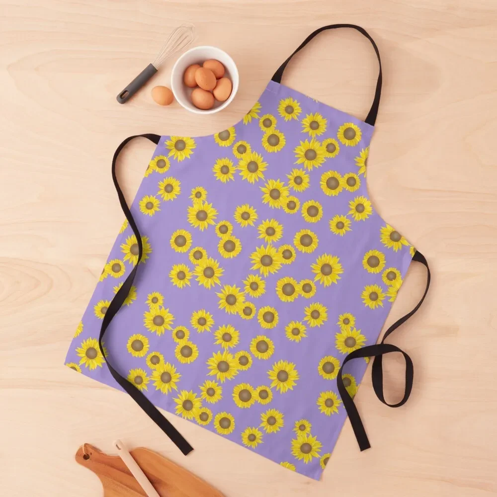 

Lots of Small Sunflower All Over Print Purple Background Apron professional hairdressing cook wear Apron