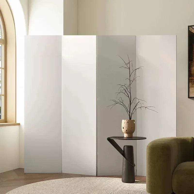 Pure White Mobile Screen Partition for Living Room Office Hotel Entrance Photography Modern Cream Style Room Divider