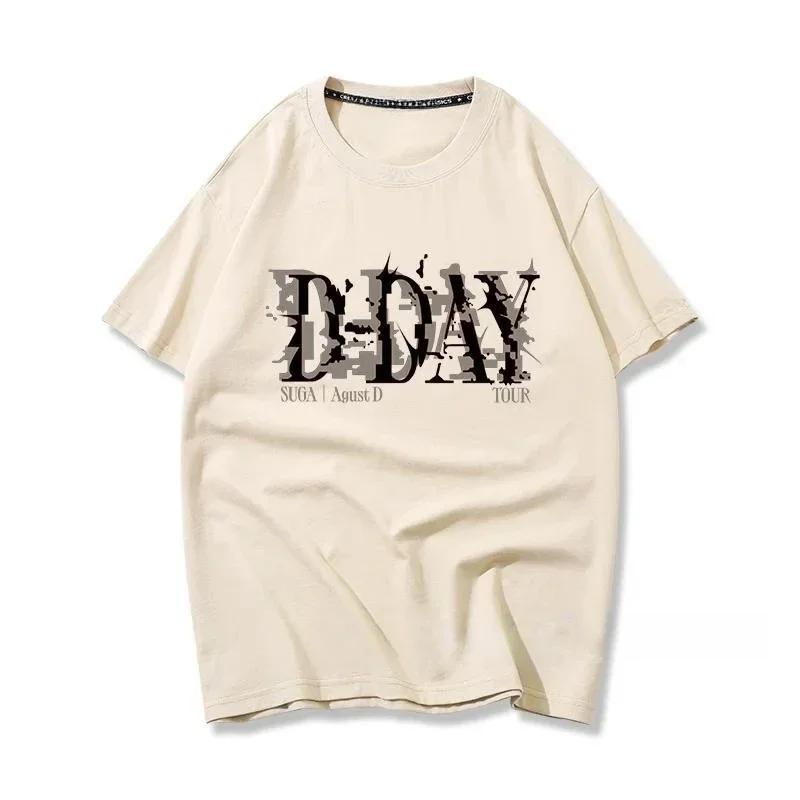 100% Cotton T Shirt Summer Oversized Clothes Kpop Suga Agust D D-DAY Printed Top Women's Clothing Korean Graphic T-Shirt