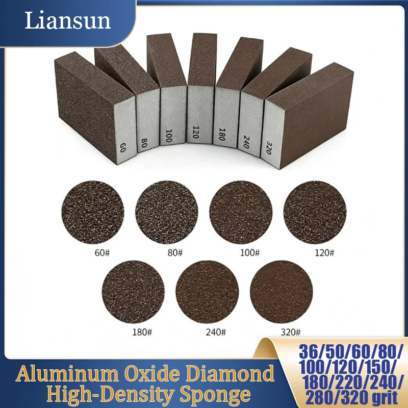 Sandpaper Sponge Block 36-320 Grit Sanding Sponge Block Suitable for Wood Drywall and Metal Rust Removal and Polishing 100x70mm
