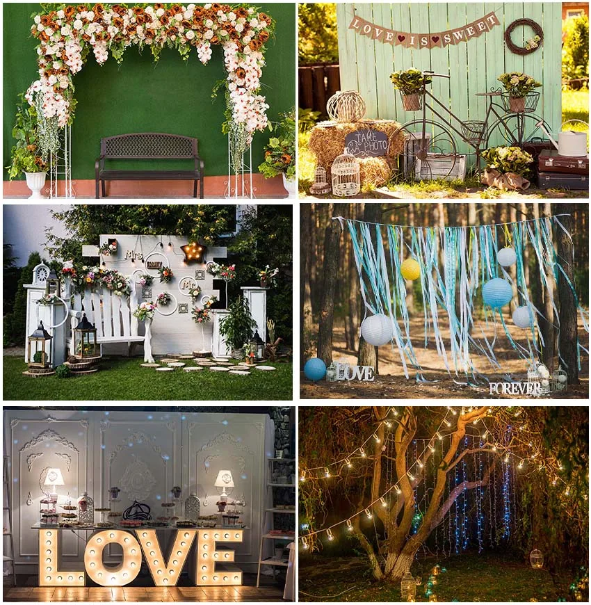 

Love Forever Sweet Valentines Decor Outdoor Anniversary Ceremony Background Wedding Adult Floral Portrait Photo Booth Backdrop