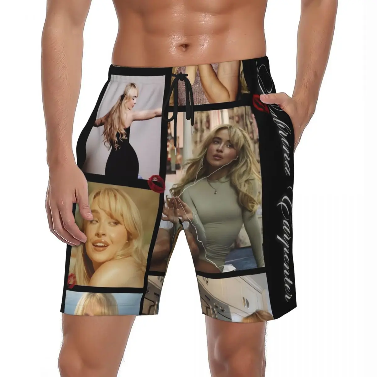 

Sabrina Carpenter American Singer Man's Best Friend Album Gym Shorts Summer Sports Surf Beach Short Pants Male Y2K Beach Trunks