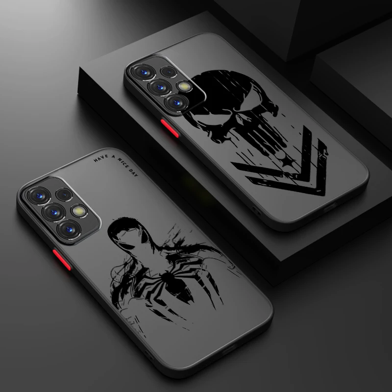 Luxury Marvel Punisher Venom Frosted Translucent For Samsung Galaxy S24 S23 S22 S21 S20 FE S10 S9 S8 Plus Ultra Pro 5G TPU