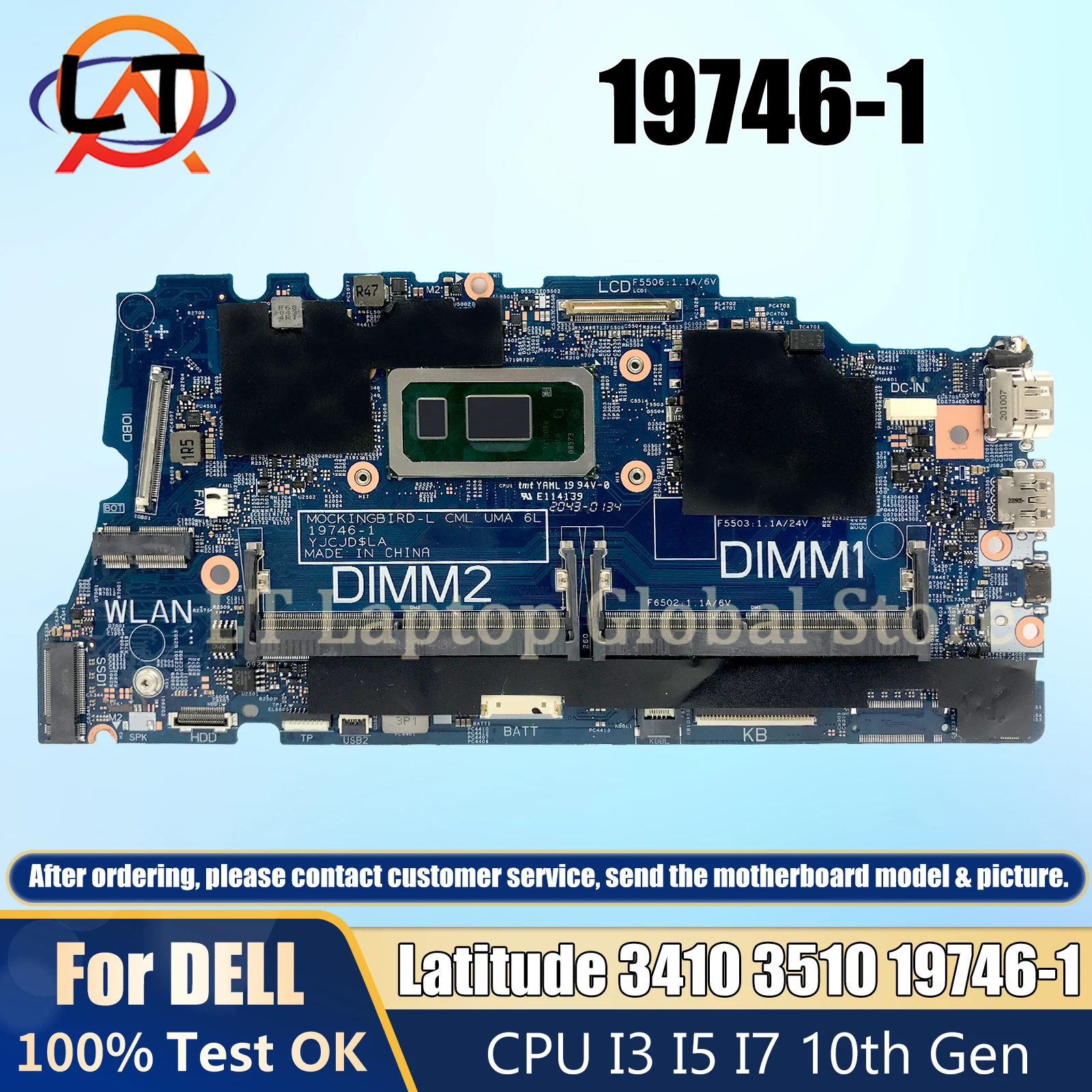 

19746-1 Mainboard For Dell Latitude 3410 3510 0KW9T3 02G2J7 0PD7RH 0DT6K3 Laptop Motherboard i3 i5 i7 10th Gen with CPU DDR3