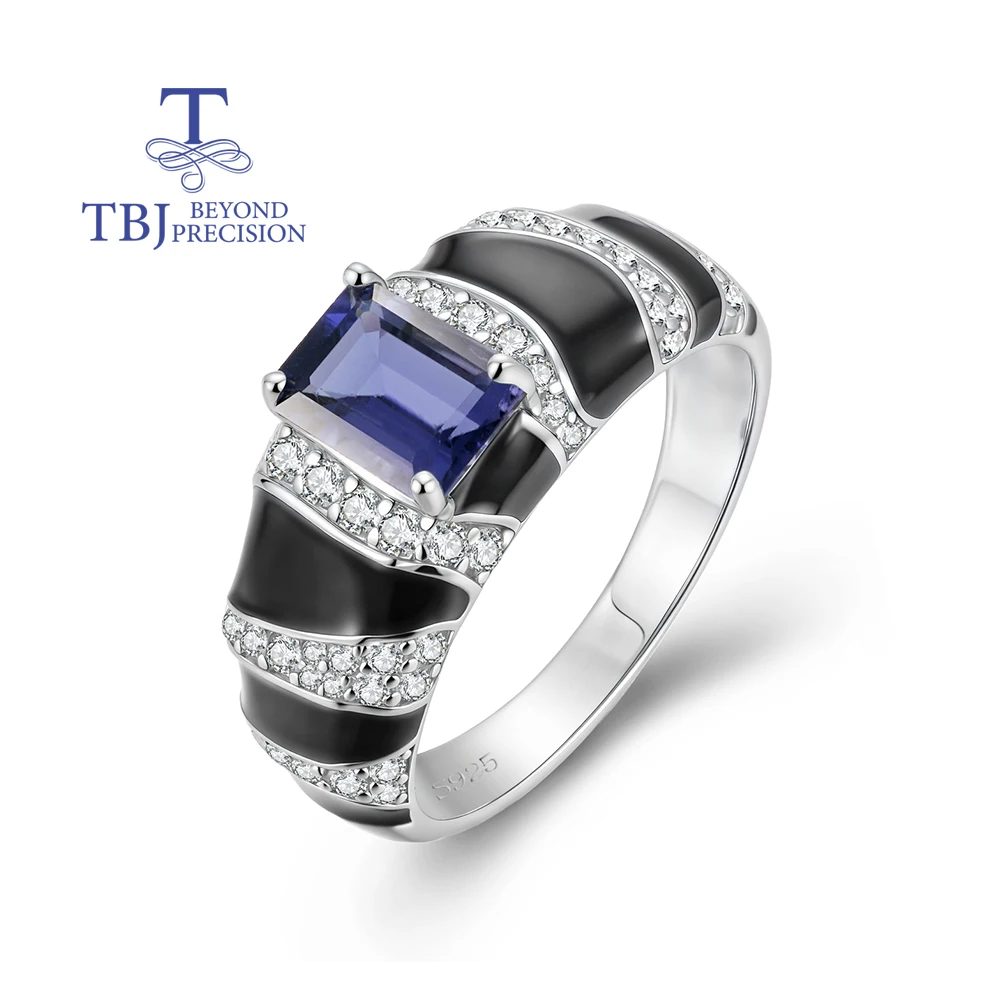 

Классическое кольцо из стерлингового серебра 925 пробы, натуральный синий иолит, восьмиугольные драгоценные камни 5*7 мм, ювелирные изделия для женщин, праздничный подарок, повседневная одежда