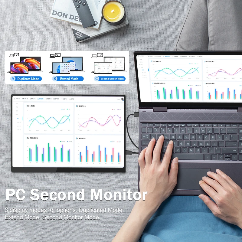 Tela sensível ao toque ZEUSLAP Z10T de 10,5 polegadas 1920x1280 Full HD IPS Portátil com portas compatíveis com HDMI e USB-C