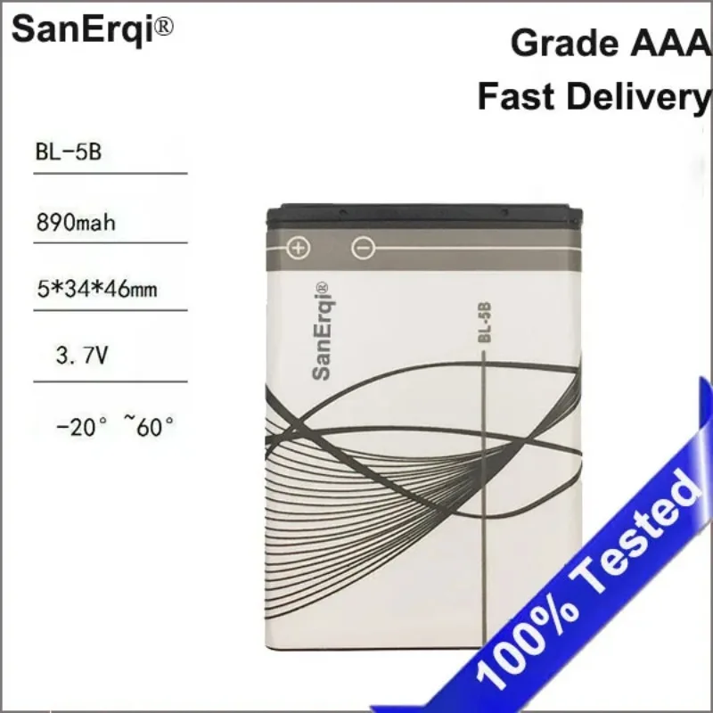 

SanErqi BL-5B Mobile Phone Battery For Nokia BL 5B 5300 5320 6120C 7360 3220 3230 5070 Replacement Battery