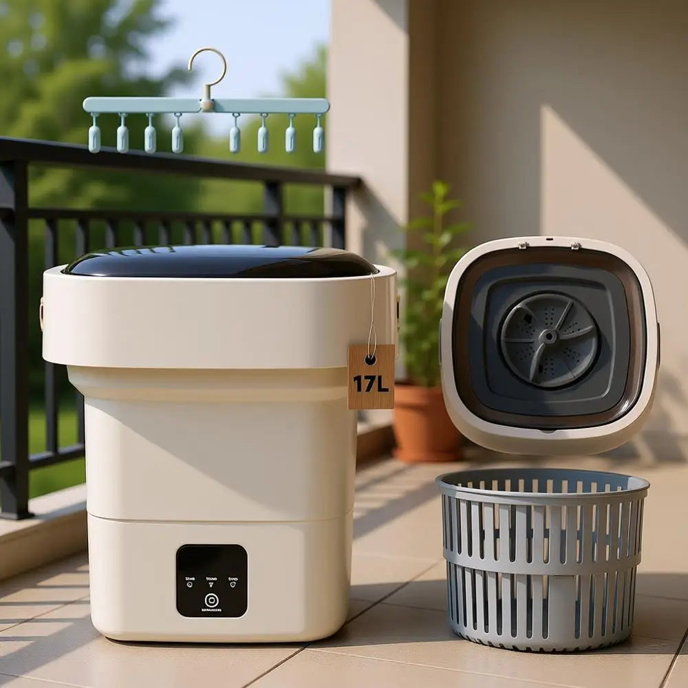 

Мини-стиральная машина 17 л, улучшенная модель с увеличенной вместимостью для глубокой стирки детской одежды, одежды для домашних животных, мелкой одежды, нижнего белья, носков. Подходит