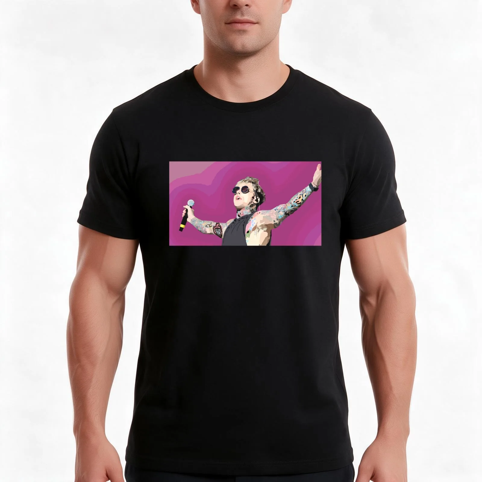 Ronnie Radke at Warped tour 2018 Long T-Shirt, Summer Casual Cotton Tee, Oversized Streetwear Tops, Vintage Graphic Print