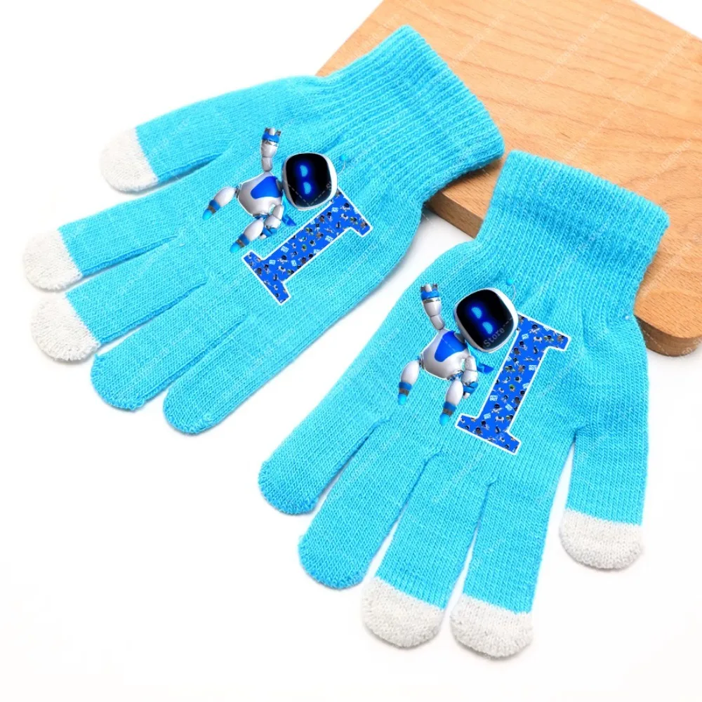 Astro Bot Kids Cartoon Cute Glove Boy Anime Printed Gloves Winter Warm Fashion Accessories Casual Mitts Children Christmas Gift