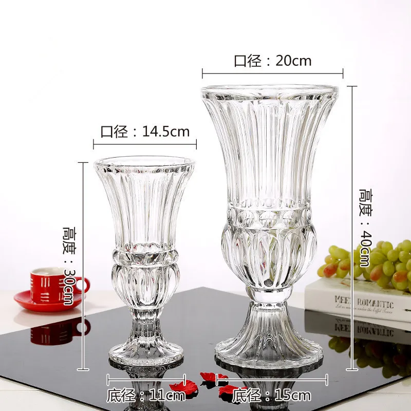 CX Vintage Athena Tall Glass Vase Glass Transparent Vase Lily Flower Arranger