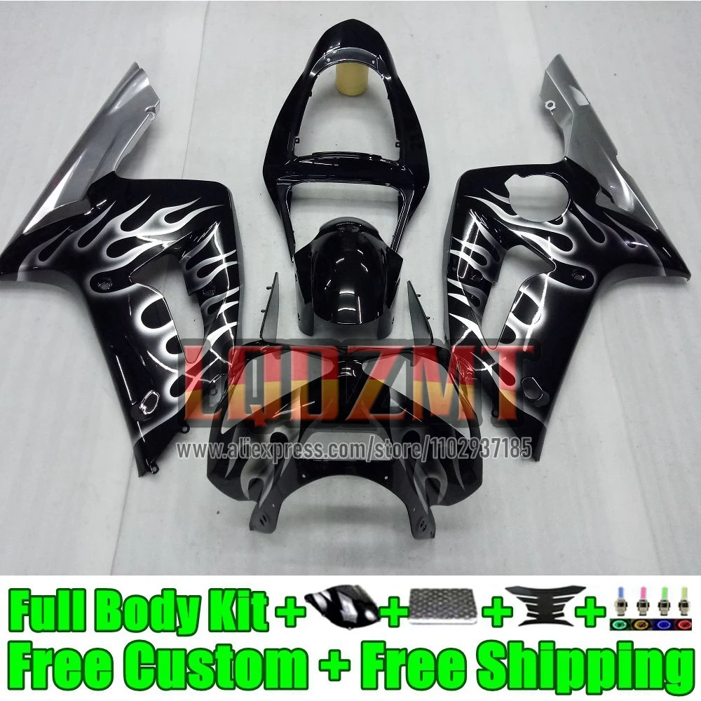 Injection silver blk Body For KAWASAKI NINJA ZX-636 ZX-6R 37No.98 ZX 6R 636 6 R 600CC ZX636 ZX6R 2003 2004 ZX600 03 04 Fairing