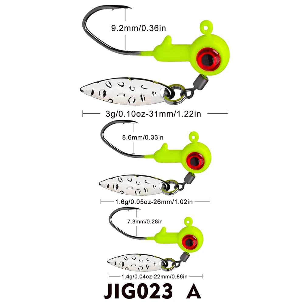 PROBEROS 5/25pcs Premium Sequin Lead Head Hooks,1.4g/1.6g/3g,Ultimate 8-Shaped Rotating Lure,T-Tail Soft Bait Set,Fishing Hook