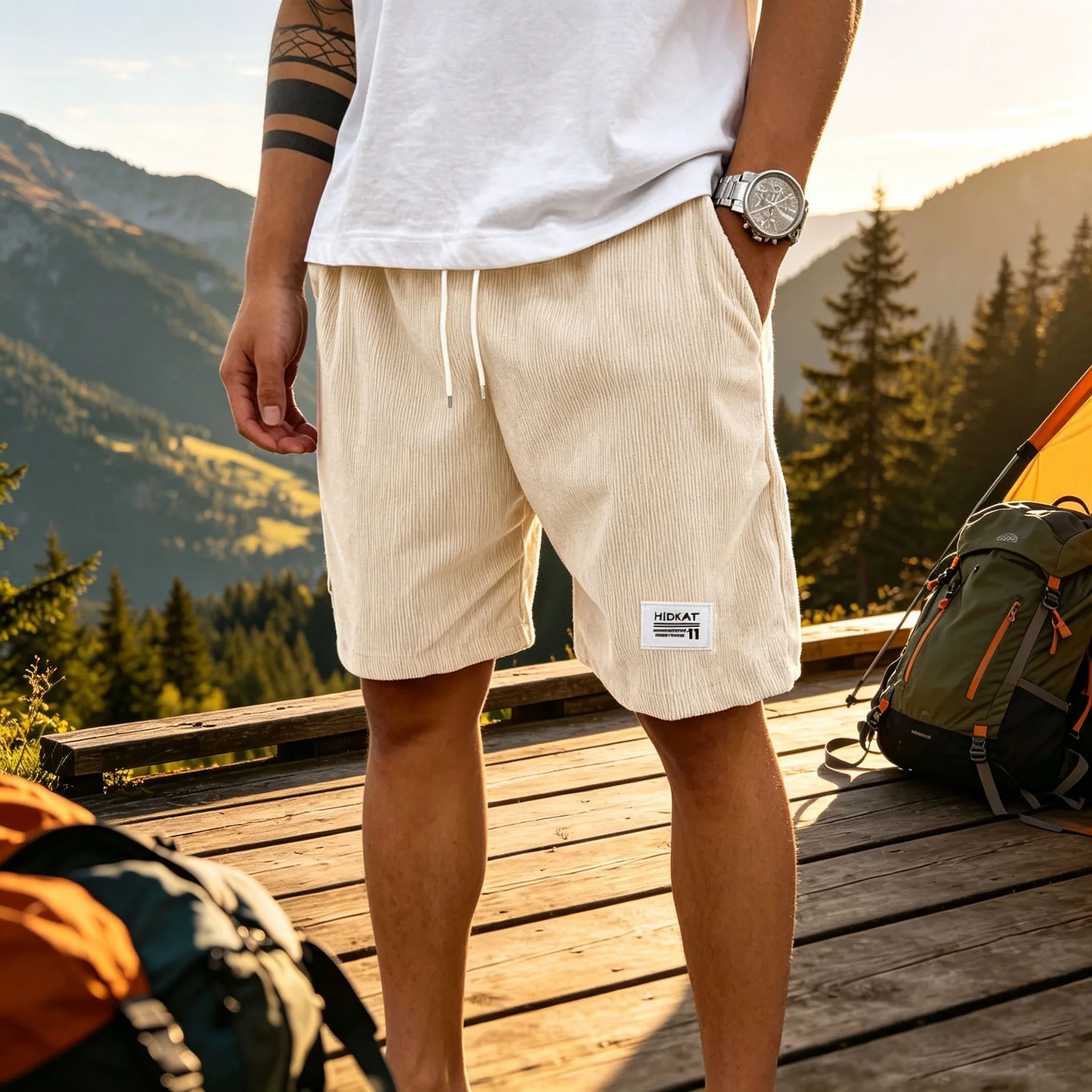 Freizeit-Sportshorts - Lockerer Stretch-Bund mit Kordelzug, atmungsaktive, schnelltrocknende Hose - Denim-Shorts - Erhältlich in mehreren Farben – Detail 6