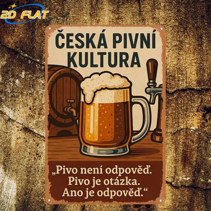 Vintage Czech Beer Culture Metal Sign - Retro 