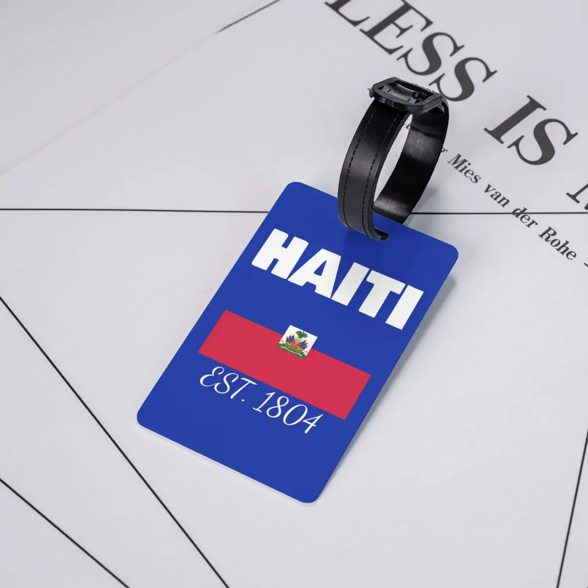 

Гаити ЭСТ. Бирка для багажа с флагом Гаити 1804 года, для чемодана, дорожной сумки, идентификационная этикетка с местом для имени и адреса