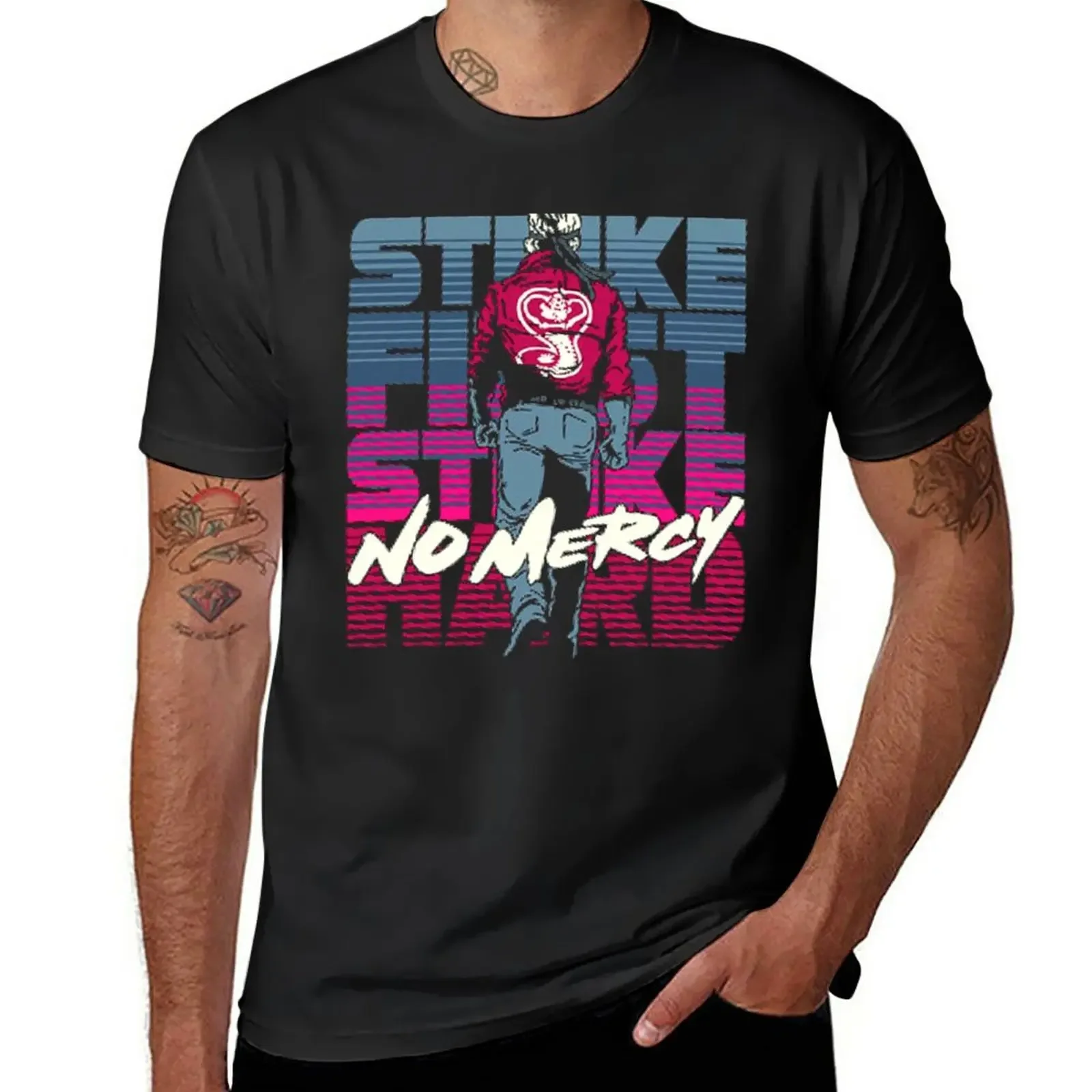 Strike First Strike Hard No Mercy T-Shirt summer tops plain sports fans quick drying t shirts for men cotton