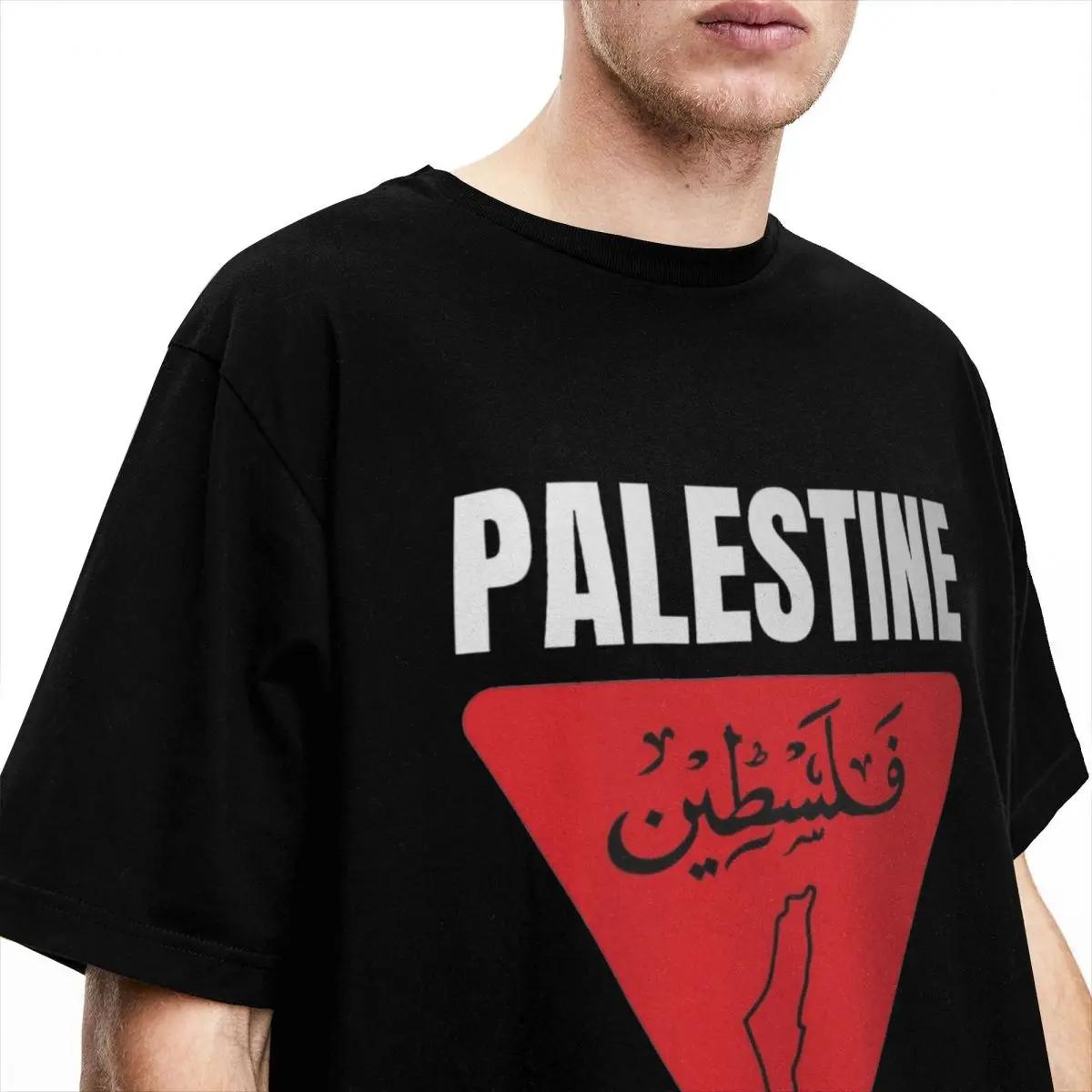 تي شيرت رجالي خريطة فلسطين تي شيرت موضة العلم الفلسطيني الصيف تي شيرت خمر طباعة الملابس القطنية فكرة هدية