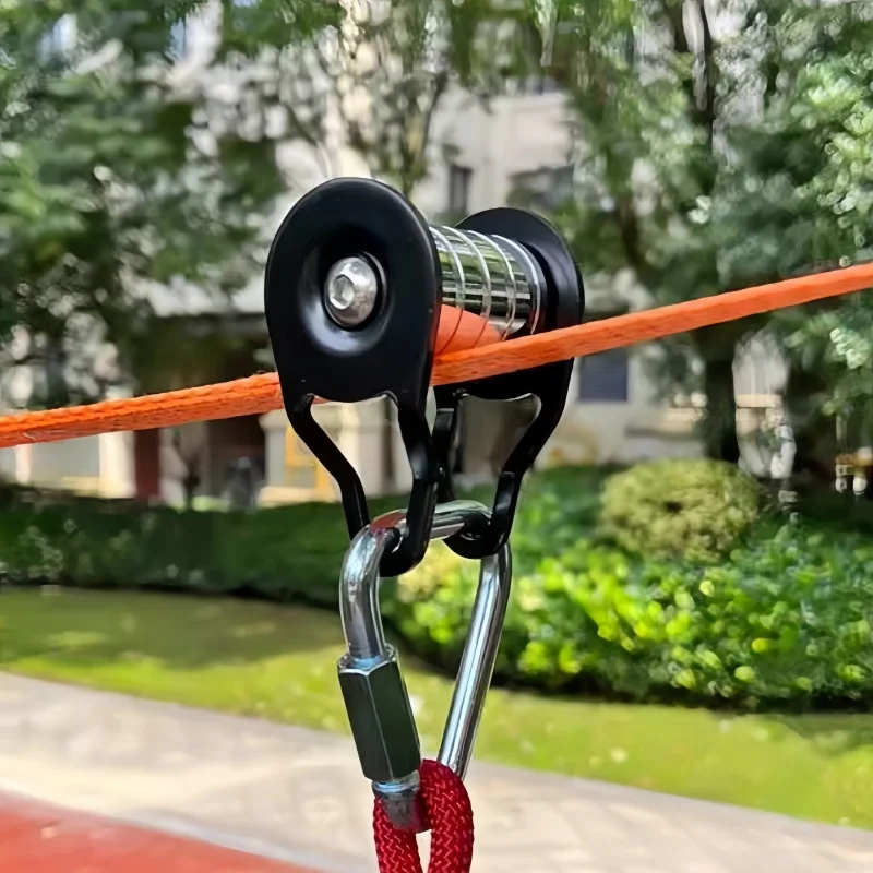 Polea de tensión de rodamiento deslizante de polea Slackline de acero de 5 rodillos para escalada Zipline entrenamiento accesorios de equipos de rescate