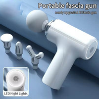 Portable Electric Fascial Massage Gun Percussion Massager Body Relaxation With 4 Replaceable Massage Head LED Night Light