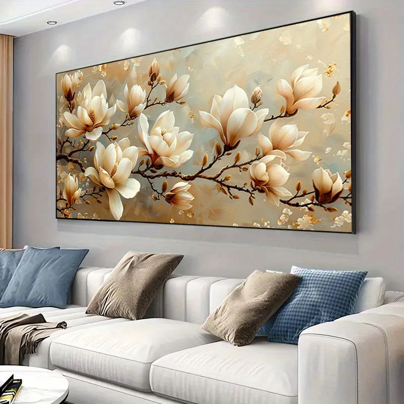 

1pc Modern Beautiful Magnolia Flowers Canvas Painting Art for Living Room Modern Canvas Poster for Living Room Decor No Frame