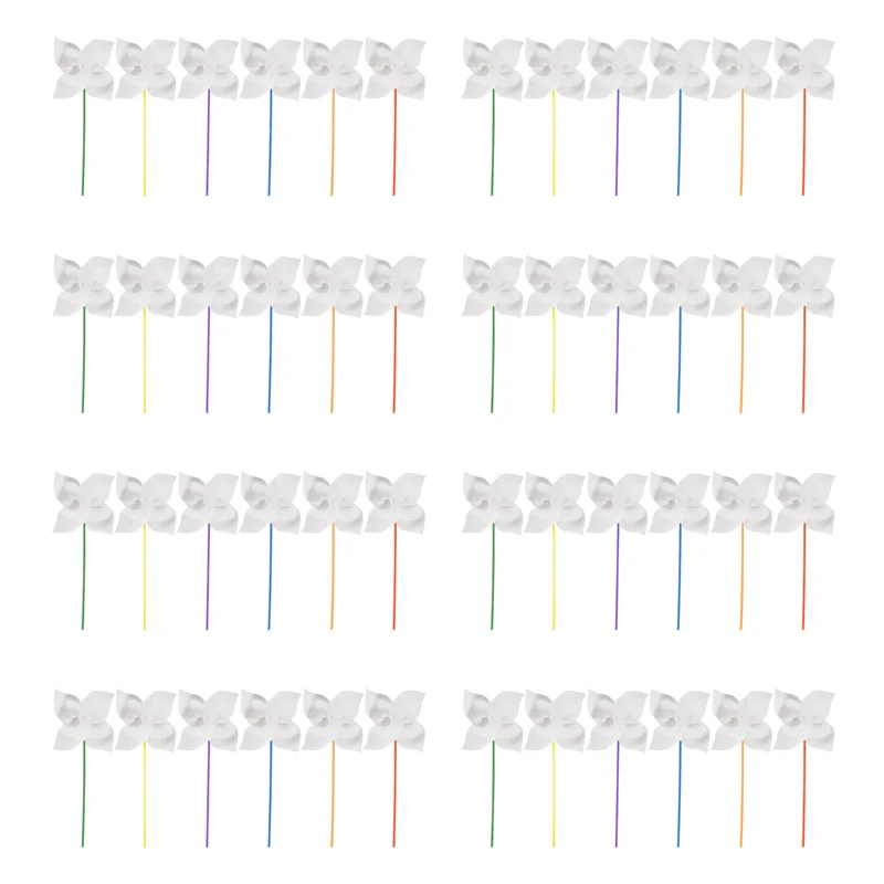AB33-48 Pcs DIY Pinwheels Craft White Blank Paper Pinwheels Color Your Own Pinwheels For Kids Summer Activity Arts