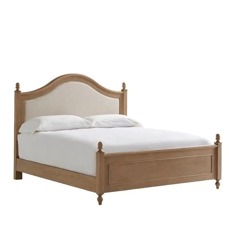 

American country solid wood double bed master bedroom 1.8 meters French retro high-end wedding oak log bed