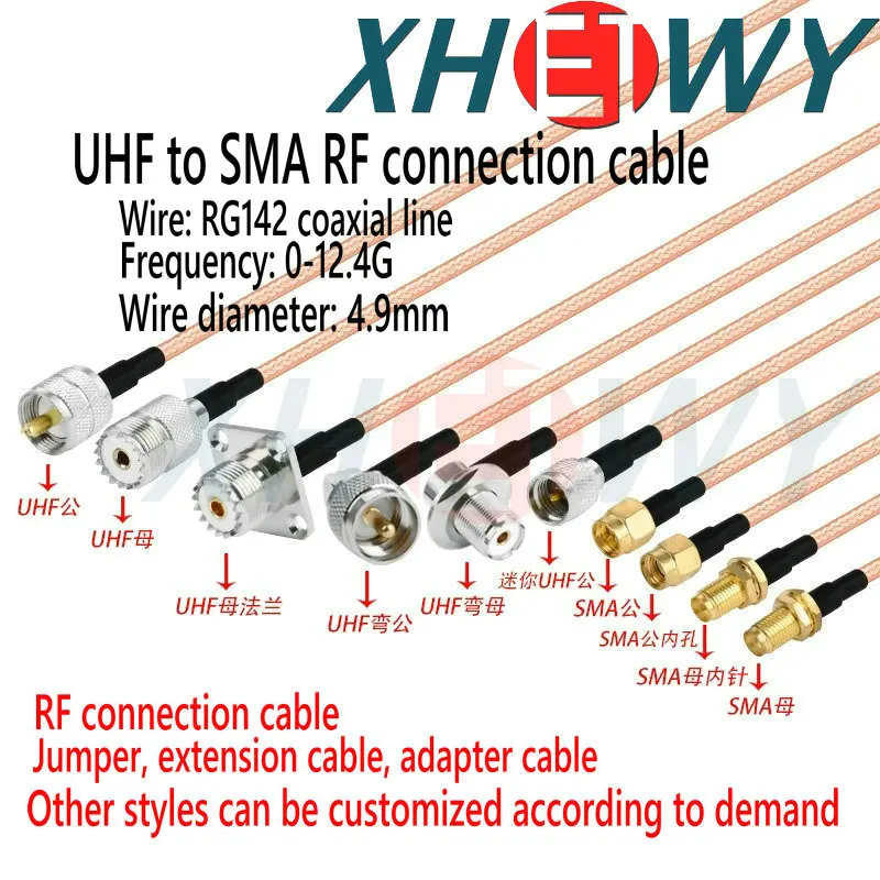 

RG142 Silver Plated Double Shielded RF Connection Cable UHF to SMA Male Female Conversion Extension Cable Mini UHF Flange Head