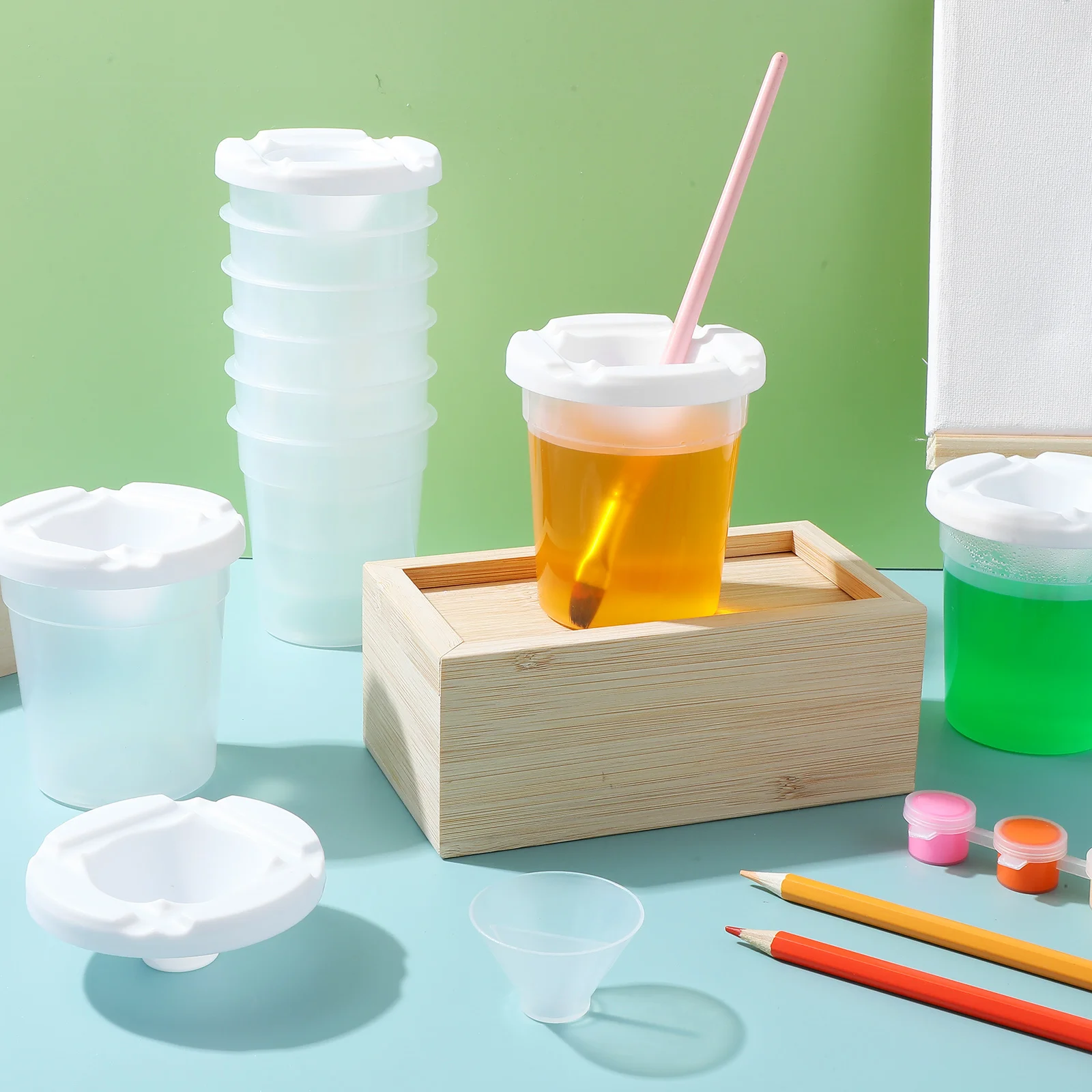 12 قطعة من أكواب الطلاء المقاومة للتسرب مع أغطية - أغطية ختم آمنة لمنع الجفاف - أكواب خلط صغيرة متعددة الاستخدام للرسم اليدوي