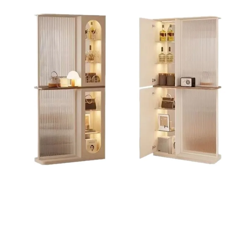 

French light luxury door cabinet solid wood door hall screen partition living room small apartment ultra-thin wine cabinet