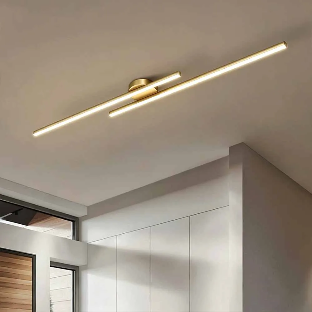 

Modern LED Long Strip Ceiling Light Aluminum Minimalist Line Indoor Lighting Fixture For Bedroom Living Room Corridor Entrance
