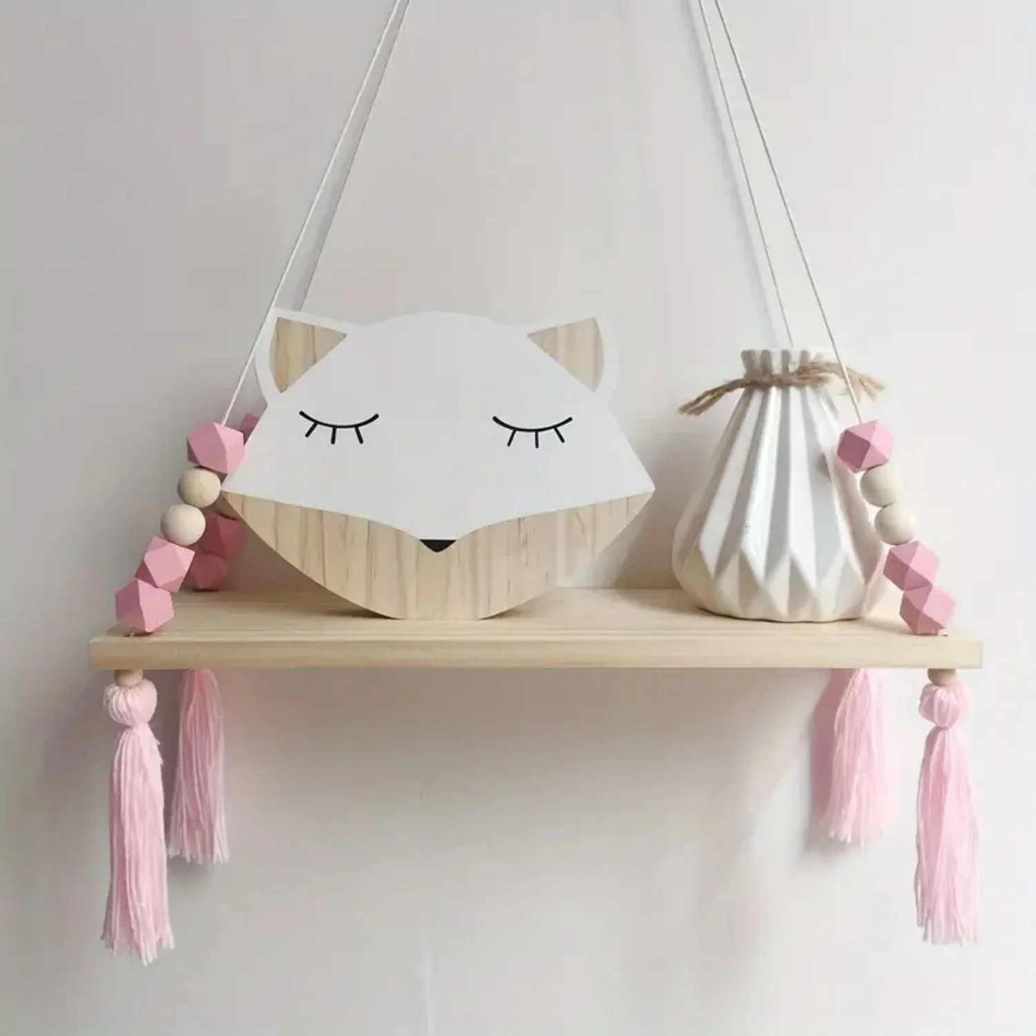 Support mural bohème rose avec glands, support mural suspendu peu encombrant, chambre à coucher, salon, salle de bain, décoration murale de la maison, 1 pièce