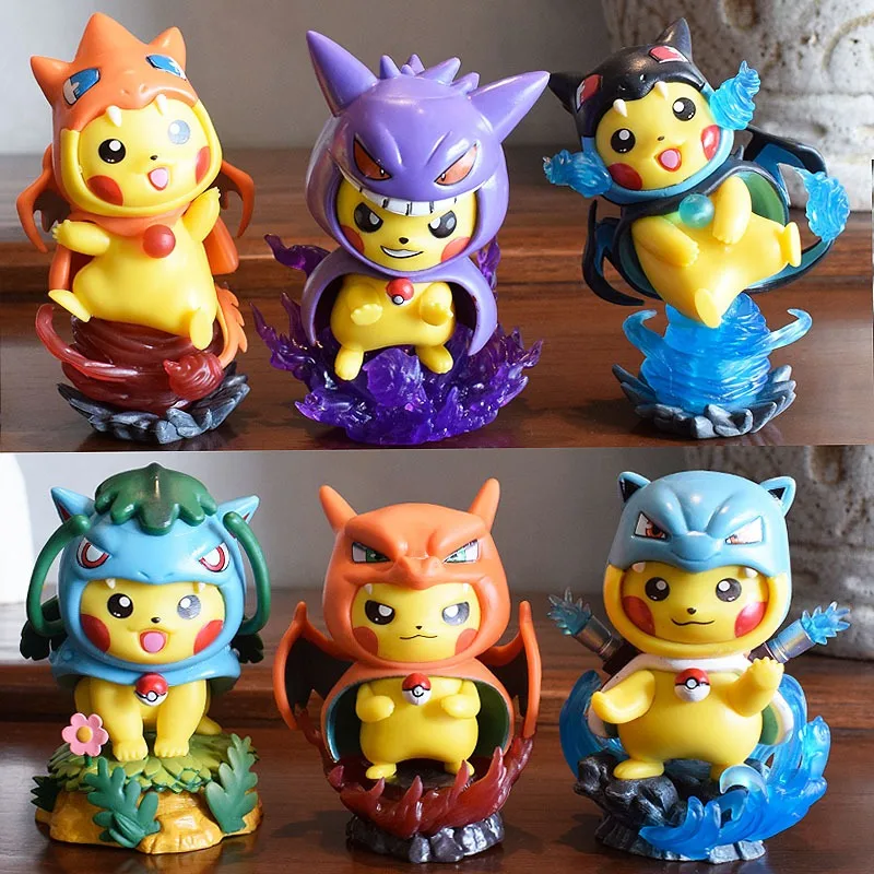 漫画ポケモンフィギュアピカチュウコスゲンガーリザードンモデル人形グッズおもちゃデスクトップ装飾漫画周辺人形