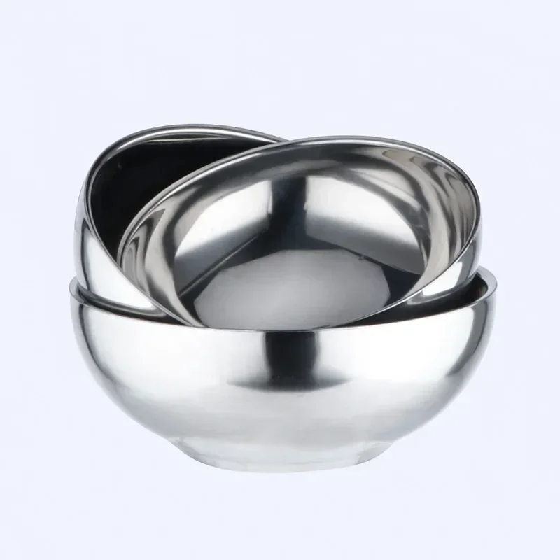 Double Insulation Light Bowl Stainless Steel Bowl Thickened Anti-hot Canteen Restaurant Multi-purpose Children\'s Bowl