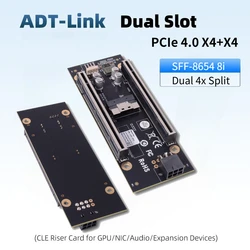 PCIe 4.0 X4 Card Adapter Board Dual-slot 4X Split Base Backplane for GPU NIC HDD SSD Graphics Network Hard Drives SFF-8654 8i