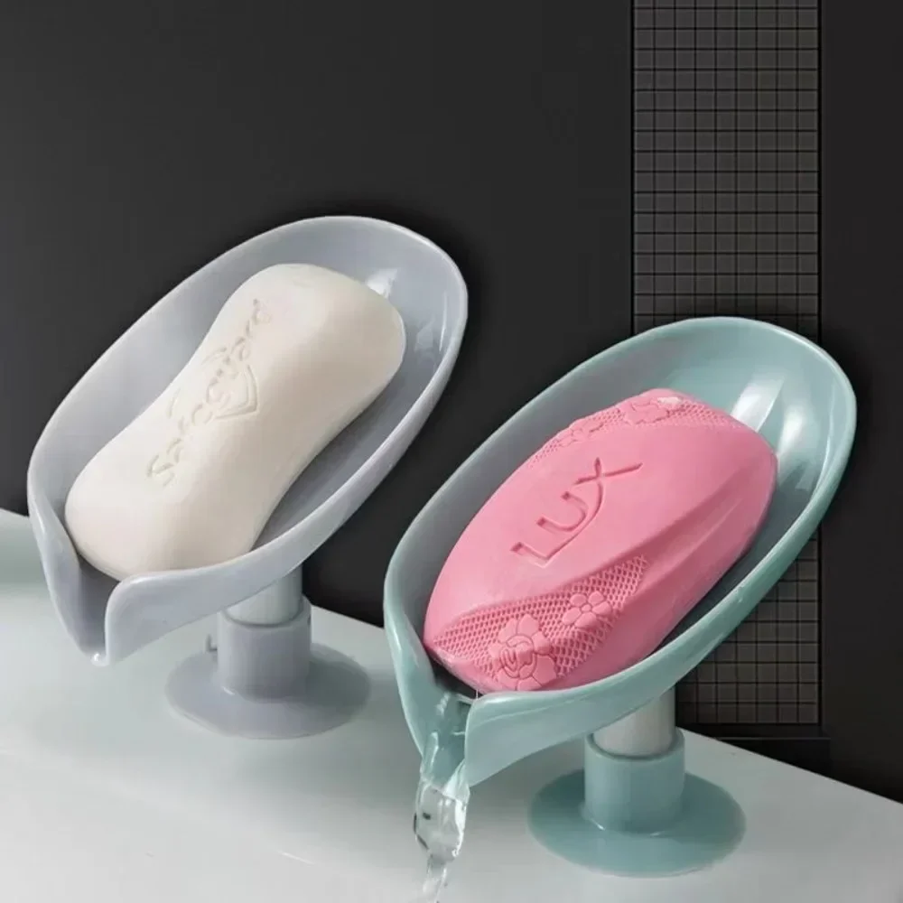 Drain Soap Holder Leaf Shape Soap Box Suction Cup Tray Drying Rack Shower Sponge Container Kitchen Bathroom Accessories Тапочки