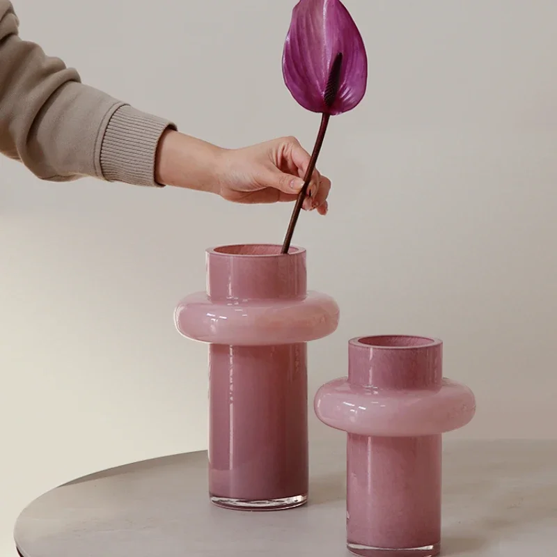 French Pink Glass Vase, Vintage Flower Container, Luxury Living Room Decor