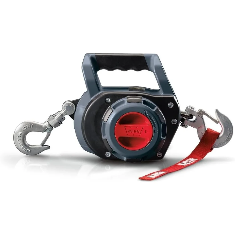 Handheld Portable Drill Winch 750 lb Pulling Capacity 40 ft Synthetic Rope Free-Spool Clutch Integrated Hawse Fairlead Rigging