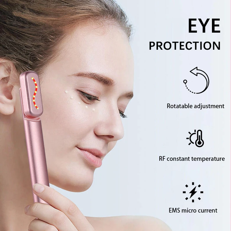 EMS LED Eye Facial Massager Heating Vibration Tighten Skin Remove Wrinkle Essence Beauty Anti Aging Skin Tightening Beauty Wand