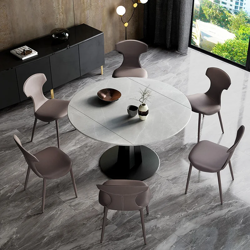 

Italian Leather Chair Saddle Leather Dining Modern Simple Light Luxury Chair Designer Single Sillas Comedor Luxury Furniture