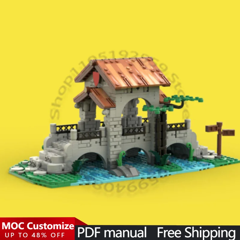 

743 PCS Modular Building Knights' Bridge MOC Customize Modular Building Block Creative Design Model DIY Boys Toy Christmas Gift