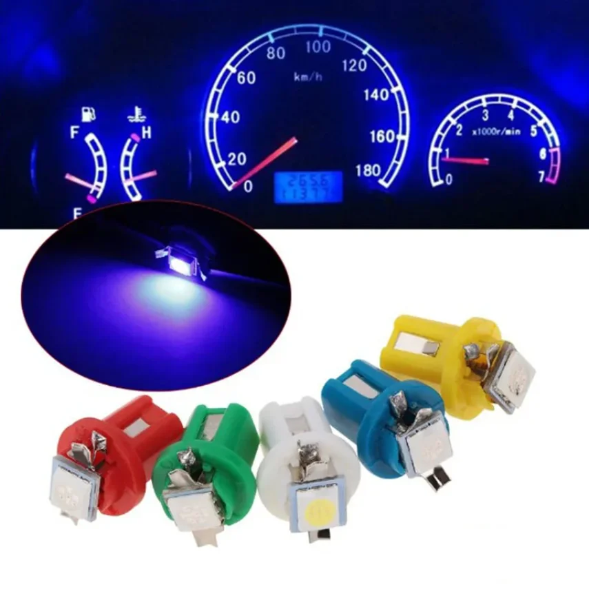 10Pcs For BMW E46 E39 E31 E32 E34 E36 E38 Z3 Cluster Speedometer LED Light Bulbs Gauge Speed T5 B8.5D 5050 1SMD Dashboard Dash