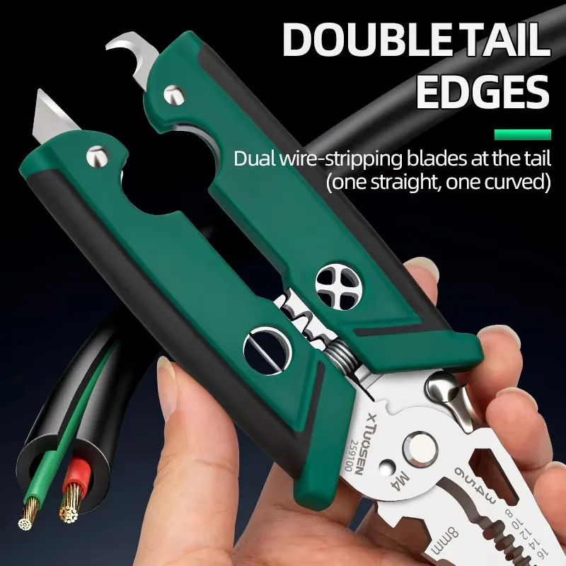 Electrician's Special Multi-Function Pliers Needle Nose Wire Stripper for Cable Stripping Crimping Metric