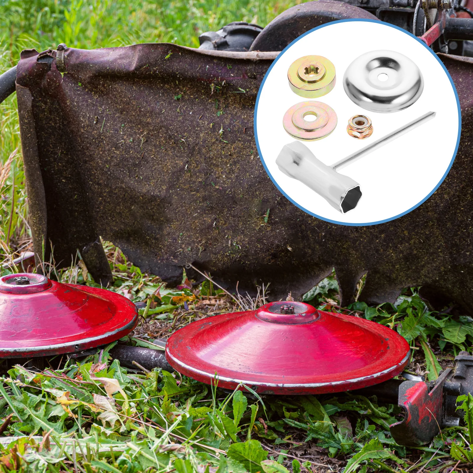 

1 set 1 Set Of Metal Lawn Mower Replacement Wrench Cutting Disc For Garden Trimmer Weeding Machine Mower Attachments Tools