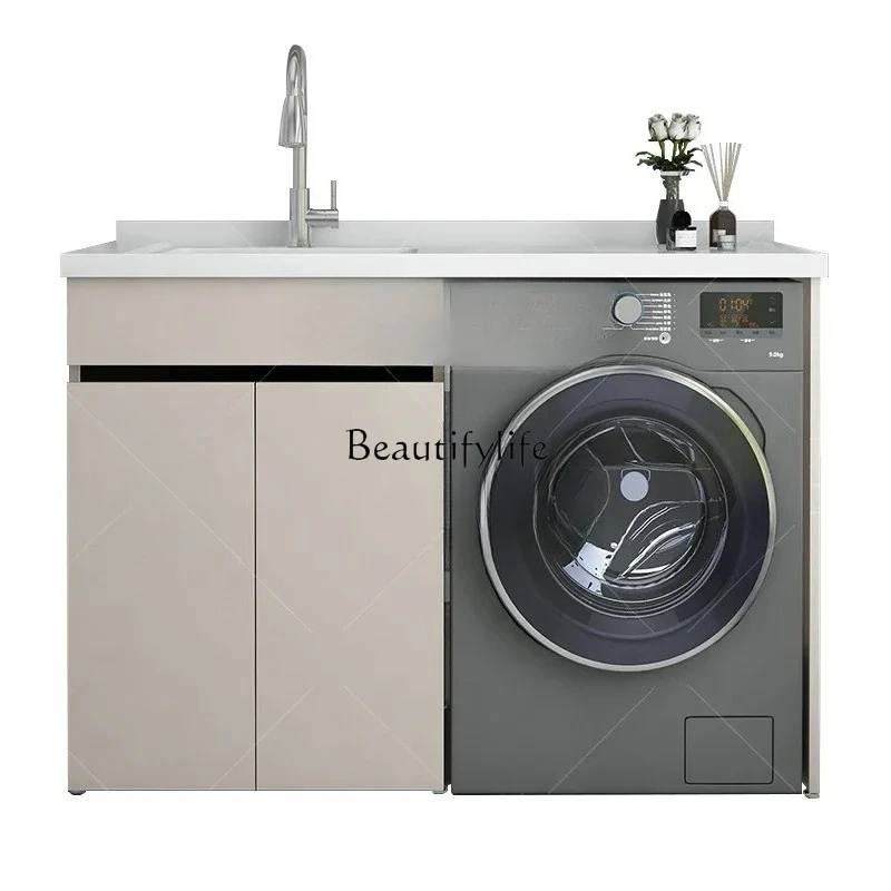 honeycomb aluminum balcony laundry cabinet combination custom drum washing machine cabinet pool basin integrated